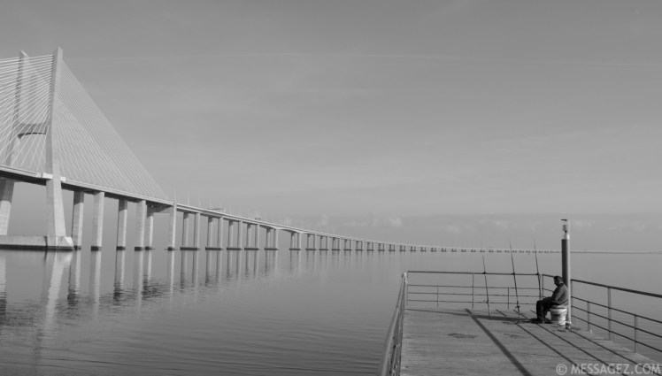 Fishing Meditation Lisbon Bridge Image By Messagez.com